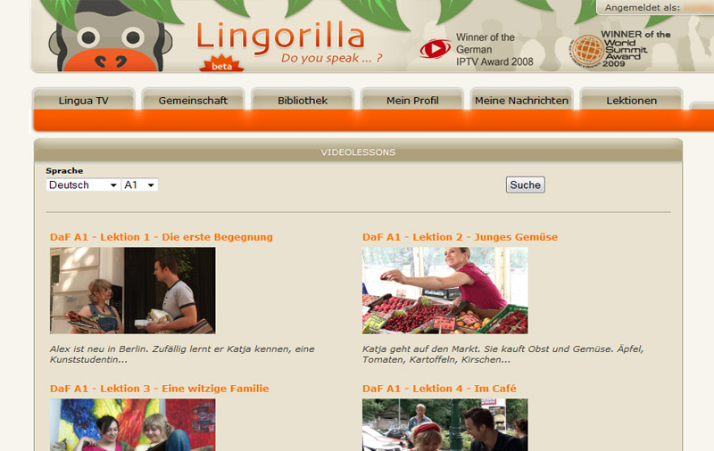 Screenshot of the entry Neu in Berlin, MEDEA Awards 2009 Highly Commended